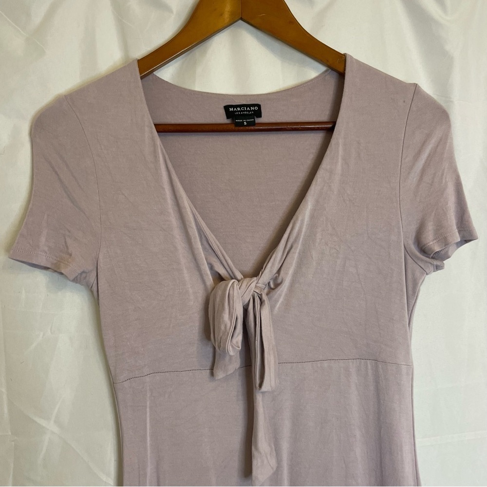 MARCIANO Women’s Dusty Purple Pink Short Sleeve Body Con Dress Midi Size Small - Picture 7 of 12
